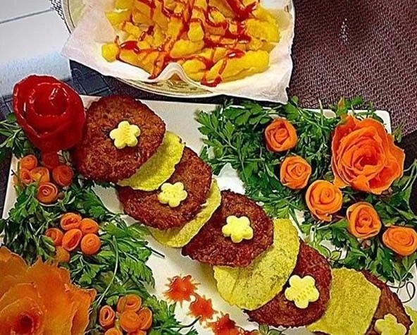 انواع تزیین کتلت برای مدارس،مجالس و مهمانی های رسمی