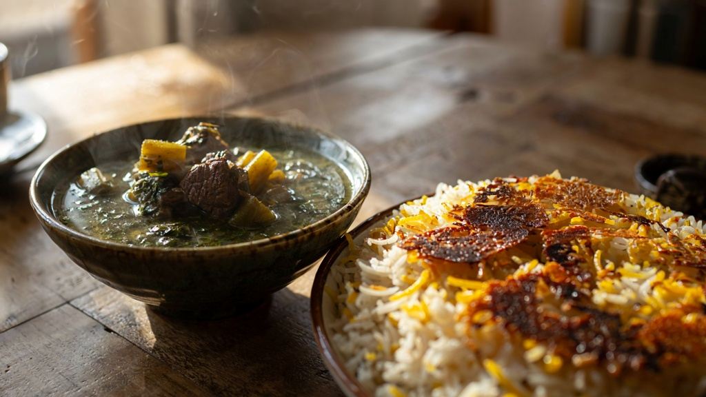 راز خوشمزه شدن خورشت بامیه با سبزی به روش سنتی