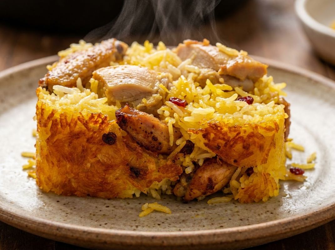 شاهکار آشپزی ایرانی: دستورپخت ته چین بال مرغ مجلسی و طلایی