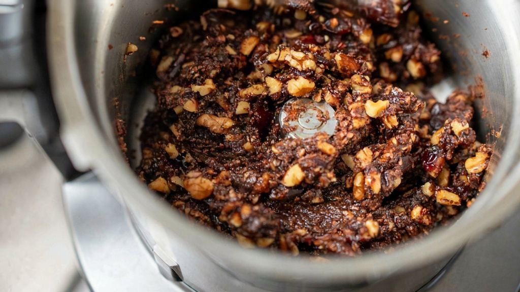 طرز تهیه قوتو با خرما بدون شکر و بدون آرد با میوه های خشک و مغزیجات