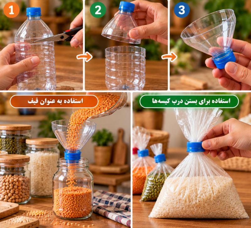 نحوه ساخت ۵ وسیله کاربردی خانه با با بطری نوشابه
