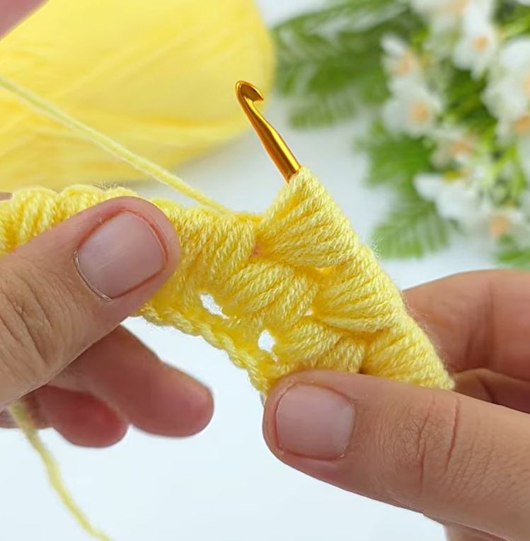 آموزش بافت خوشه گندم فقط با یک رج آسون و ساده