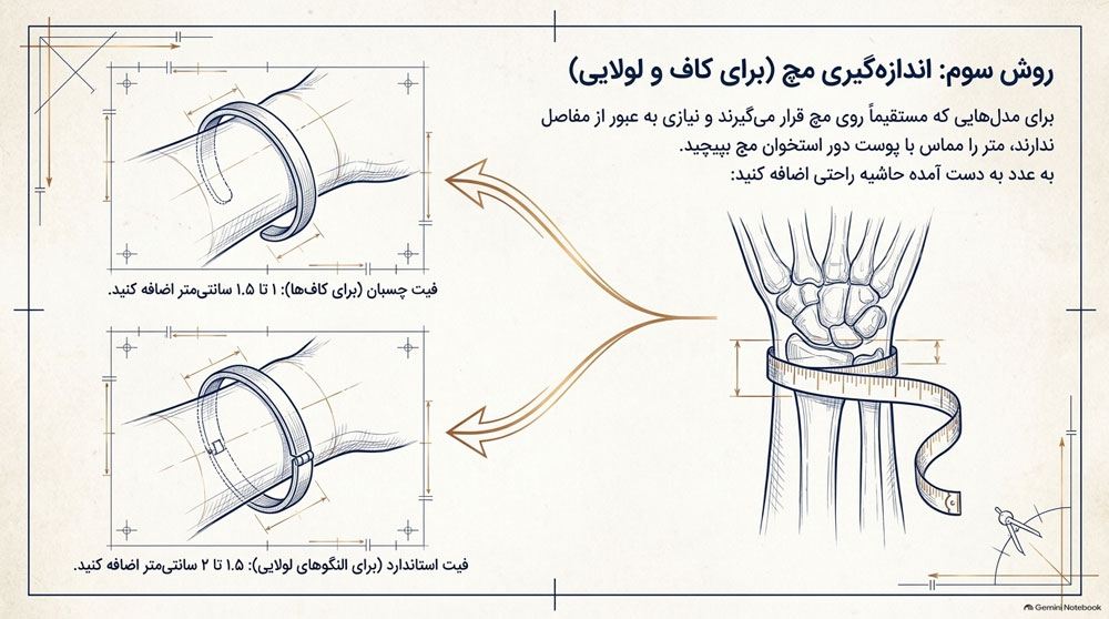 اندازه‌گیری النگوهای باز، کاف و لولایی