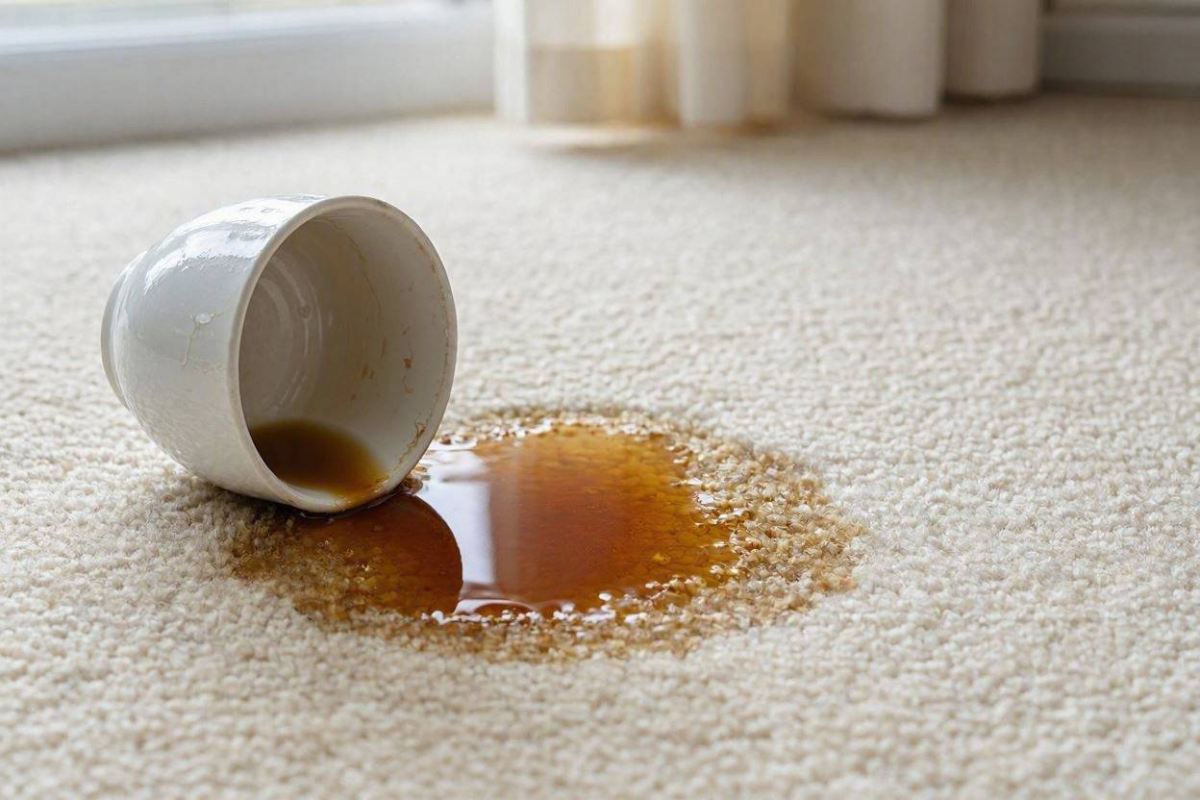 اولین کار بعد از ریختن چای روی فرش چیست؟ نحوه رفع لکه چای روی فرش کرم