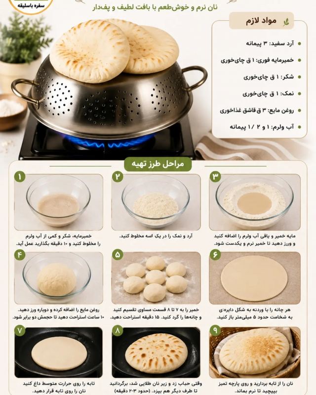 ۶ مدل نان تابه ای خوشمزه و بدون فر؛ نانی نرم و عطردار در کمترین زمان
