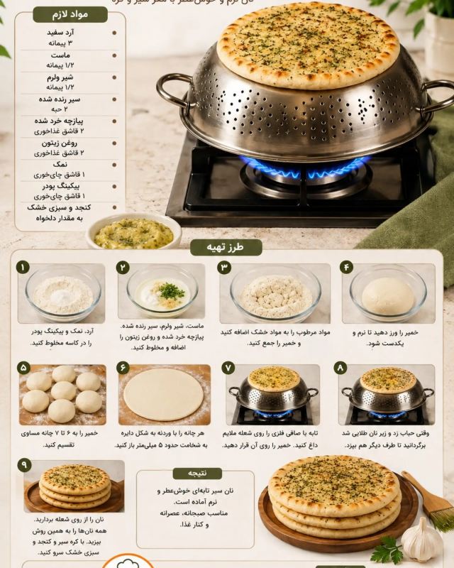 ۶ مدل نان تابه ای خوشمزه و بدون فر؛ نانی نرم و عطردار در کمترین زمان