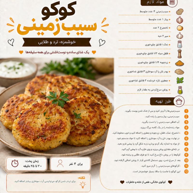 ۲۰ مدل غذای خوشمزه با سیب زمینی؛ از ساده تا مجلسی