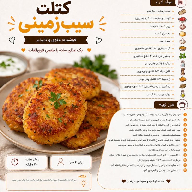 ۲۰ مدل غذای خوشمزه با سیب زمینی؛ از ساده تا مجلسی