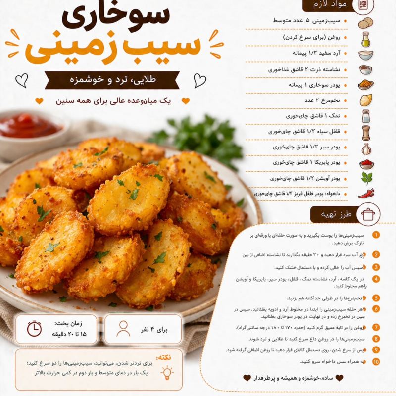 ۲۰ مدل غذای خوشمزه با سیب زمینی؛ از ساده تا مجلسی