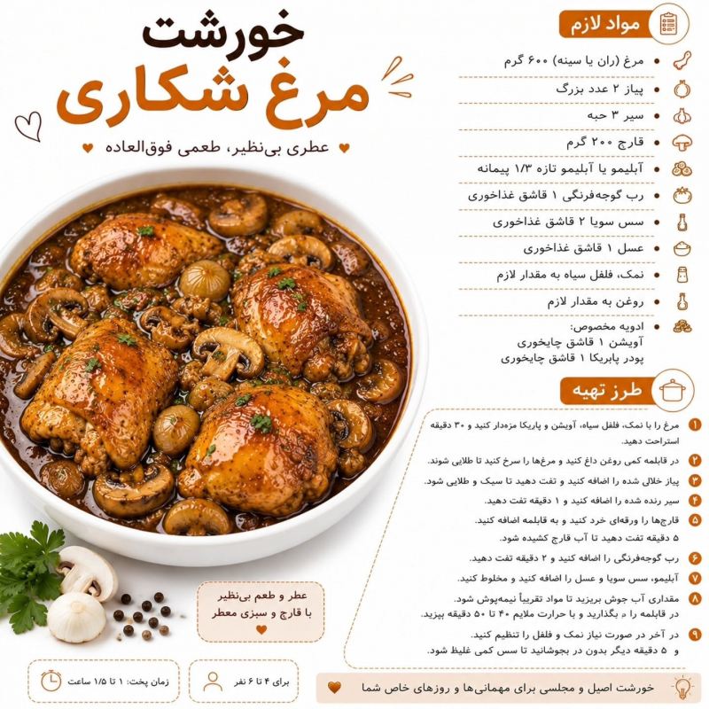 طرز تهیه ۱۵ مدل خورشت خوشمزه با مرغ؛ دیگه مرغ رو تکراری نپز!