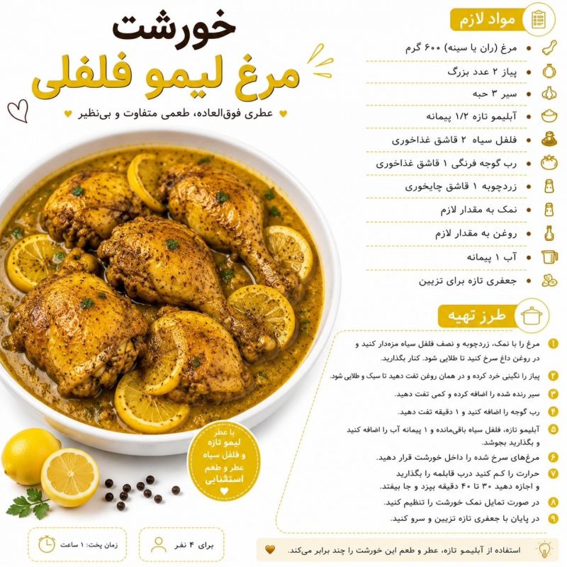 طرز تهیه ۱۵ مدل خورشت خوشمزه با مرغ؛ دیگه مرغ رو تکراری نپز!