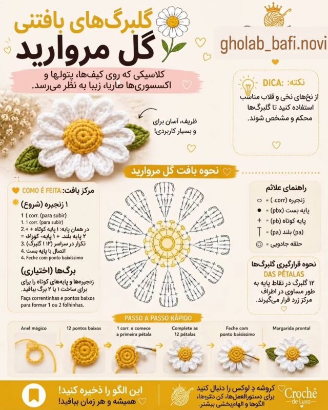 آموزش بافت چندین مدل گل با قلاب + الگوها