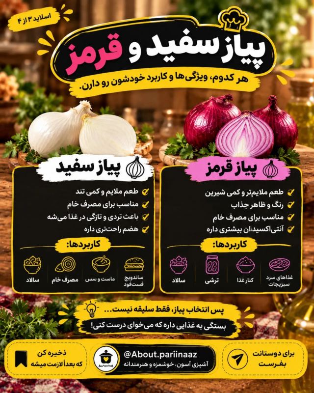 راهنمای انتخاب پیاز مناسب برای هر غذا؛ طعم بهتر با پیاز درست