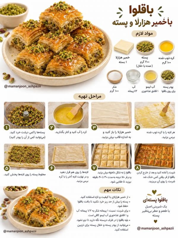 طرز تهیه چند مدل باقلوای فوری مناسب عصرانه و کنار چای