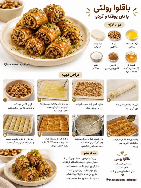 طرز تهیه چند مدل باقلوای فوری مناسب عصرانه و کنار چای