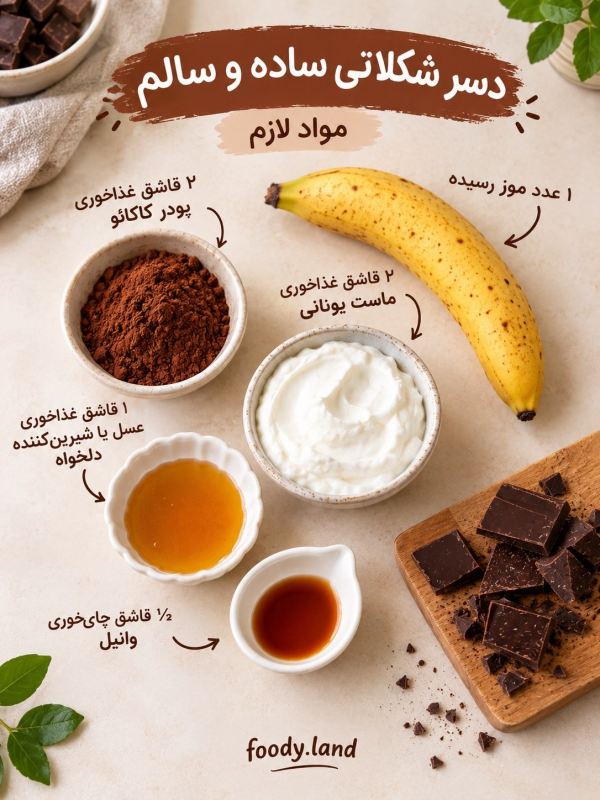دسر شکلاتی سالم با چند ماده ساده؛ بدون شکر، بدون فر و خیلی خوشمزه