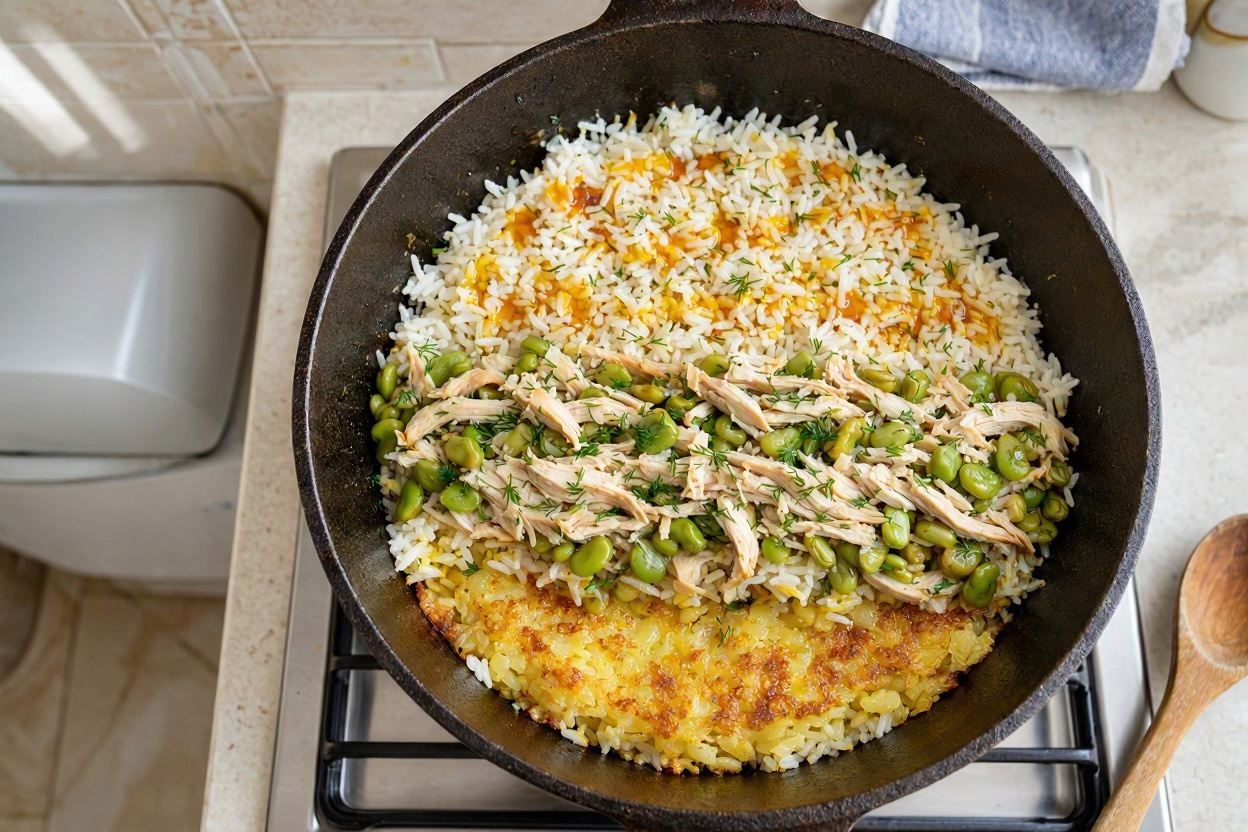 طرز تهیه باقالی پلو با مرغ ریش ریش؛ یک پلوی اصیل و مجلسی