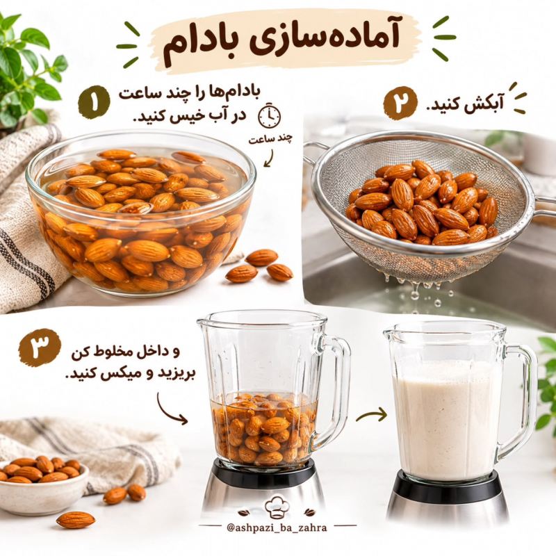 با یه مشت بادام دو تا خوراکی خوشمزه درست کن