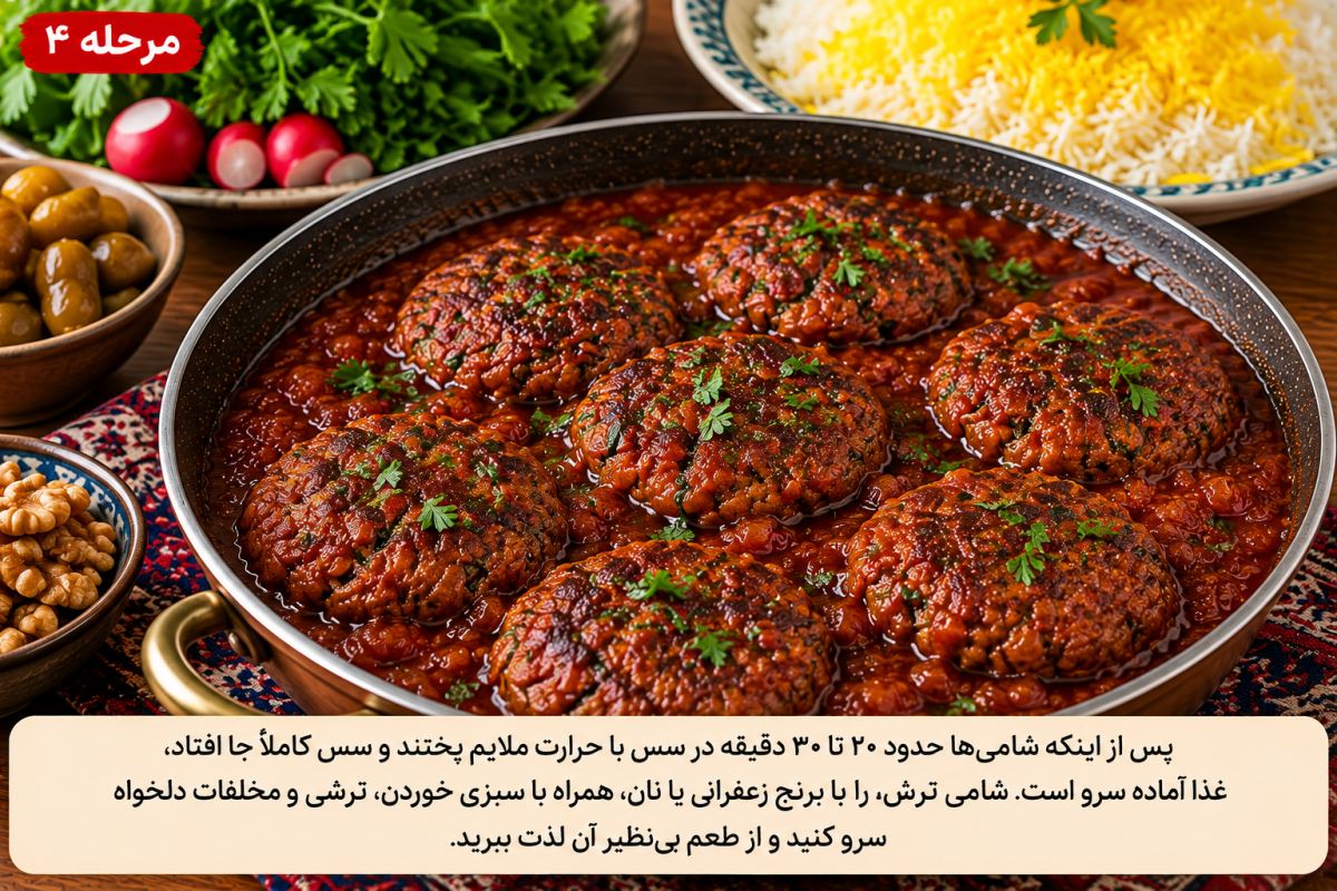 طرز تهیه شامی ترش شمالی؛ خوش رنگ و خوشمزه با سس ملس و لعاب دار