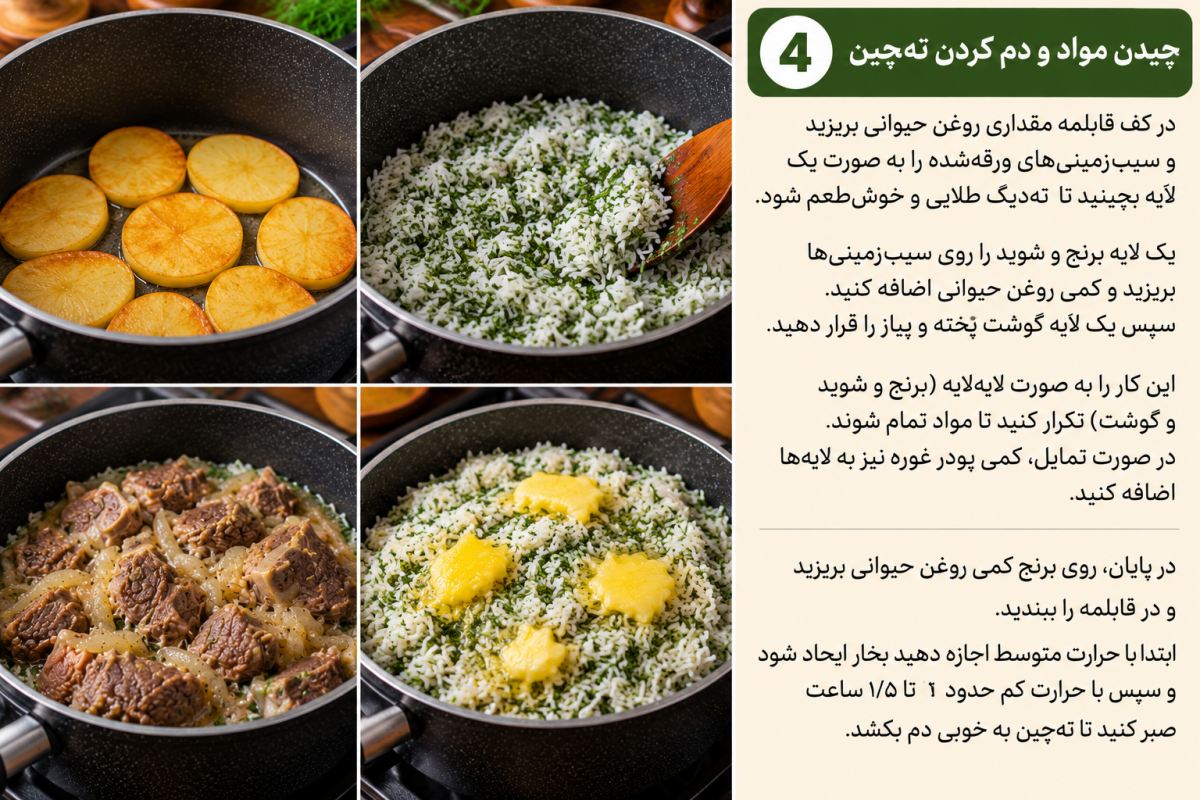 طرز تهیه ته چین فیروزکوهی اصیل؛ یک غذای محلی با طعمی فراموش نشدنی