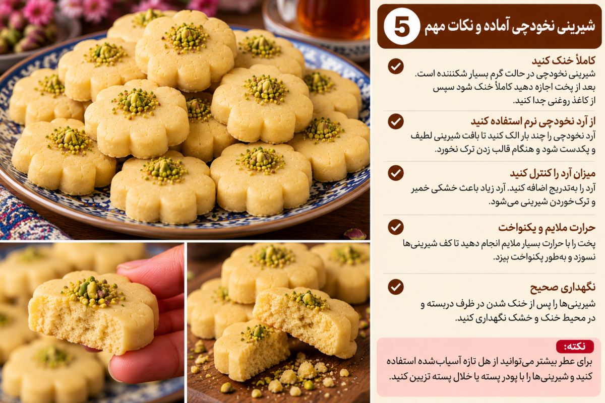 «طرز تهیه شیرینی نخودچی بدون فر؛ ترد و خوشمزه مثل قنادی!»