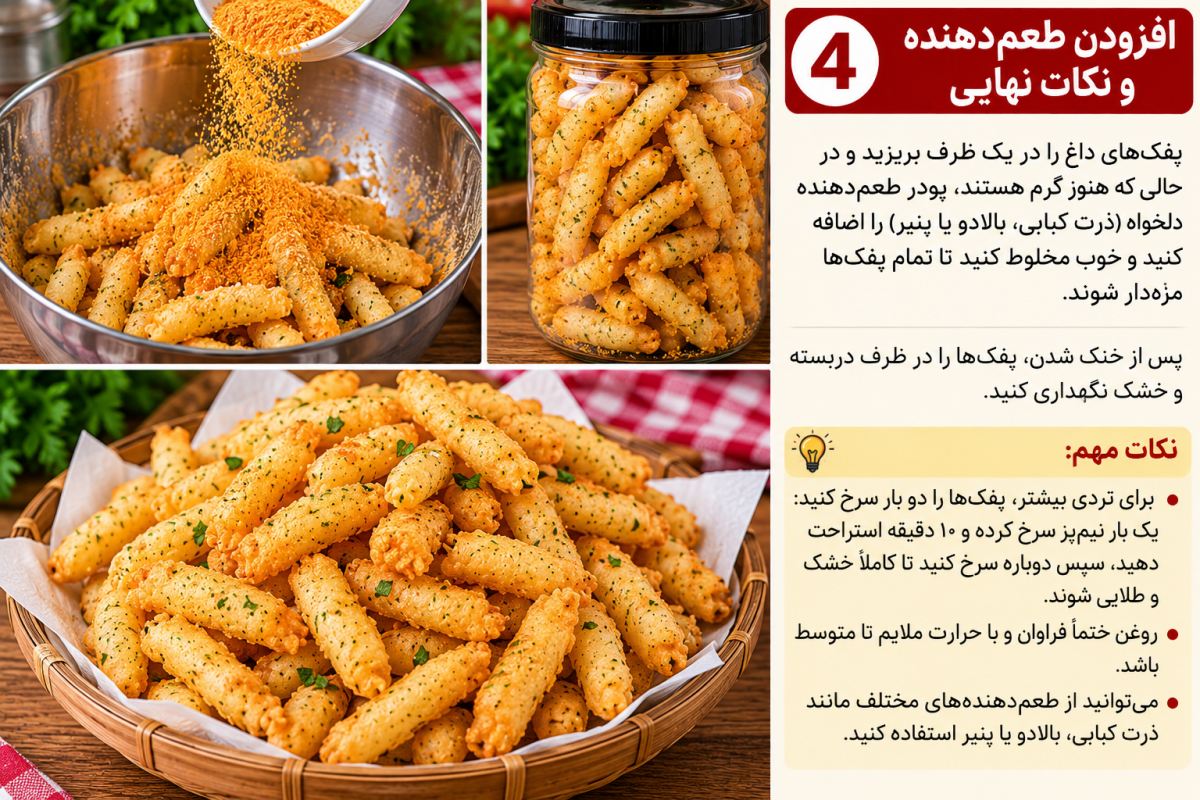 طرز تهیه پفک خانگی با آرد و تخم مرغ؛ ترد و خوشمزه مثل بازاری!