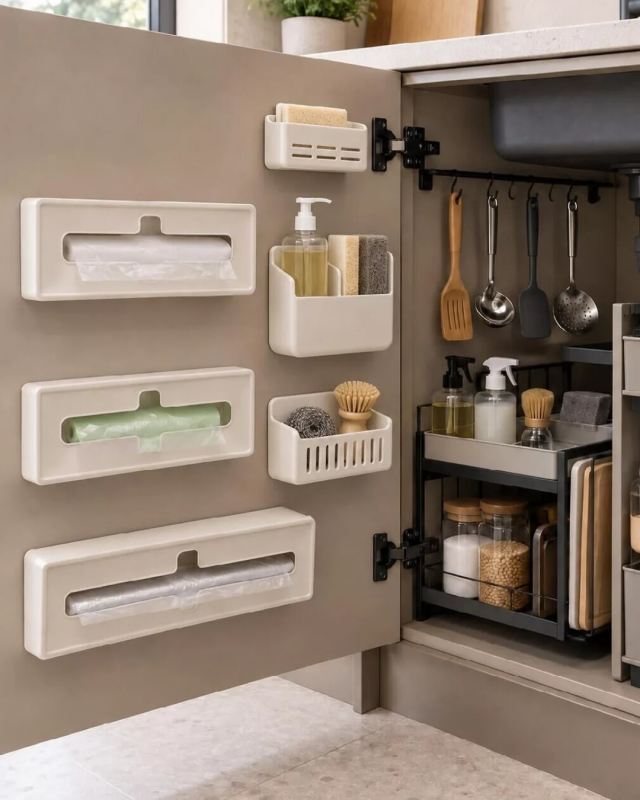 ایده های خلاقانه نظم دهنده روی درب کابینت؛ کاربردی و کم هزینه