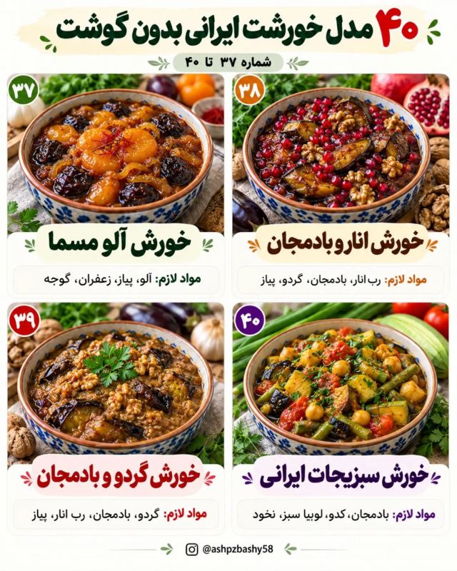طرز تهیه ۴۰ مدل خورشت ایرانی بدون گوشت؛ خوشمزه، متنوع و اقتصادی
