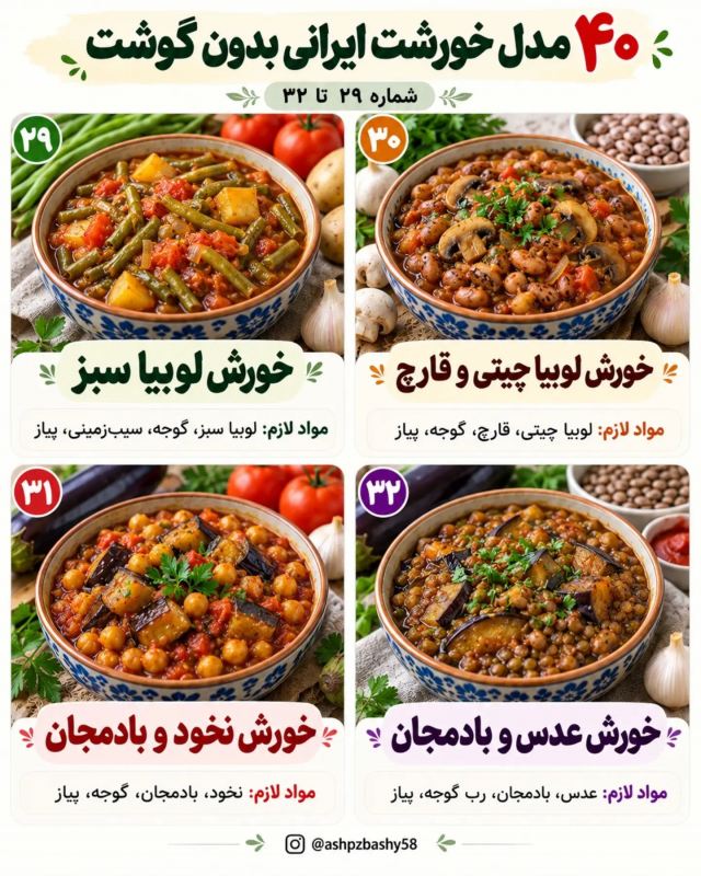 طرز تهیه ۴۰ مدل خورشت ایرانی بدون گوشت؛ خوشمزه، متنوع و اقتصادی