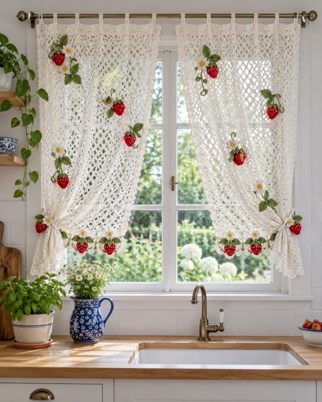 ۱۰ ایده شیک برای پرده قلاب بافی آشپزخانه و اتاق خواب