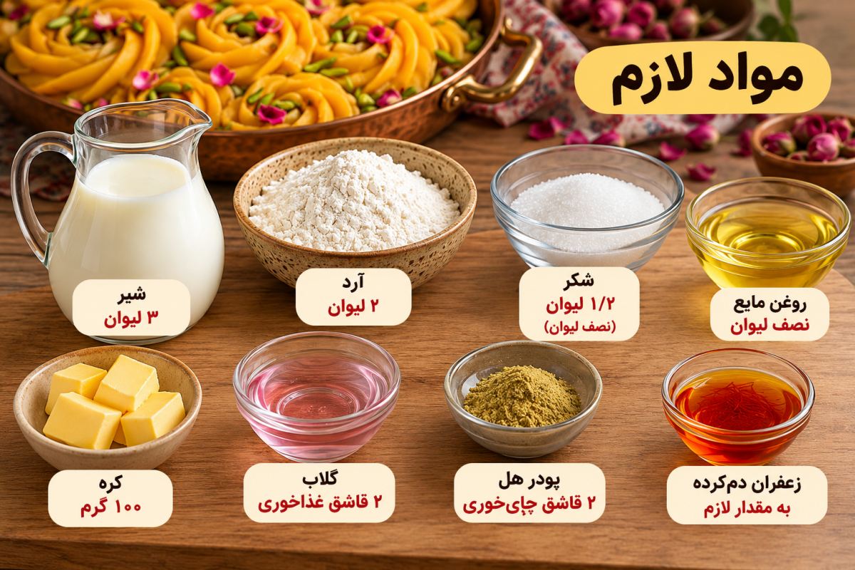 آموزش حلوای شیر زعفرانی با تزیین زیبا و مجلسی