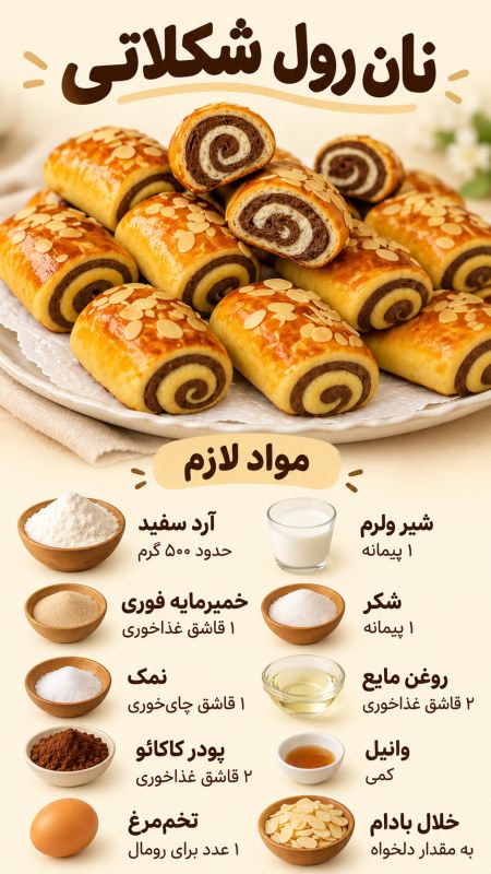 طرز تهیه نان فانتزی شکلاتی با طرح مارپیچ؛ ساده و خوشمزه