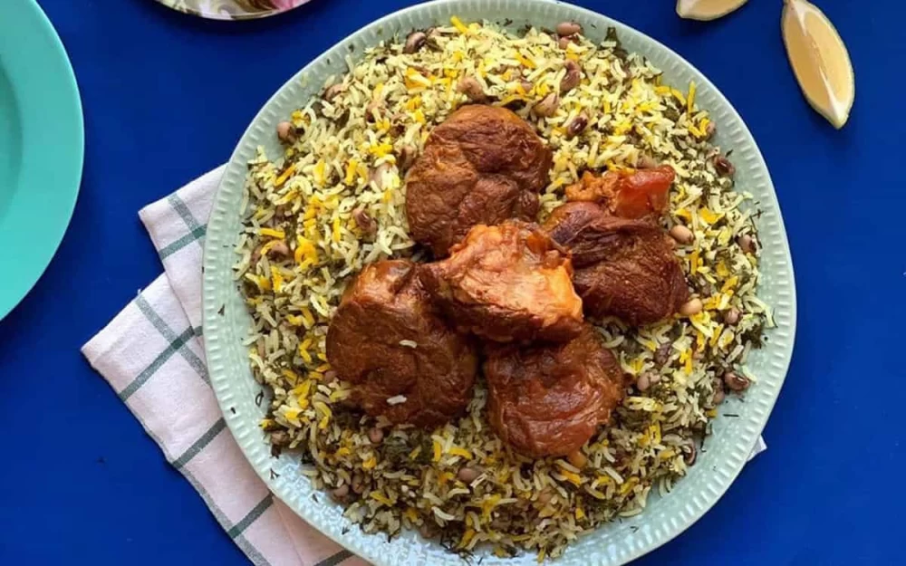 پلو با لوبیا چشم بلبلی