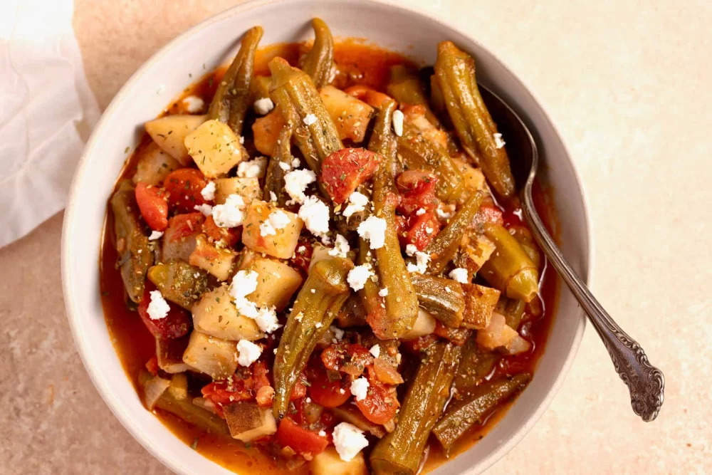 خورش بامیه بدون گوشت