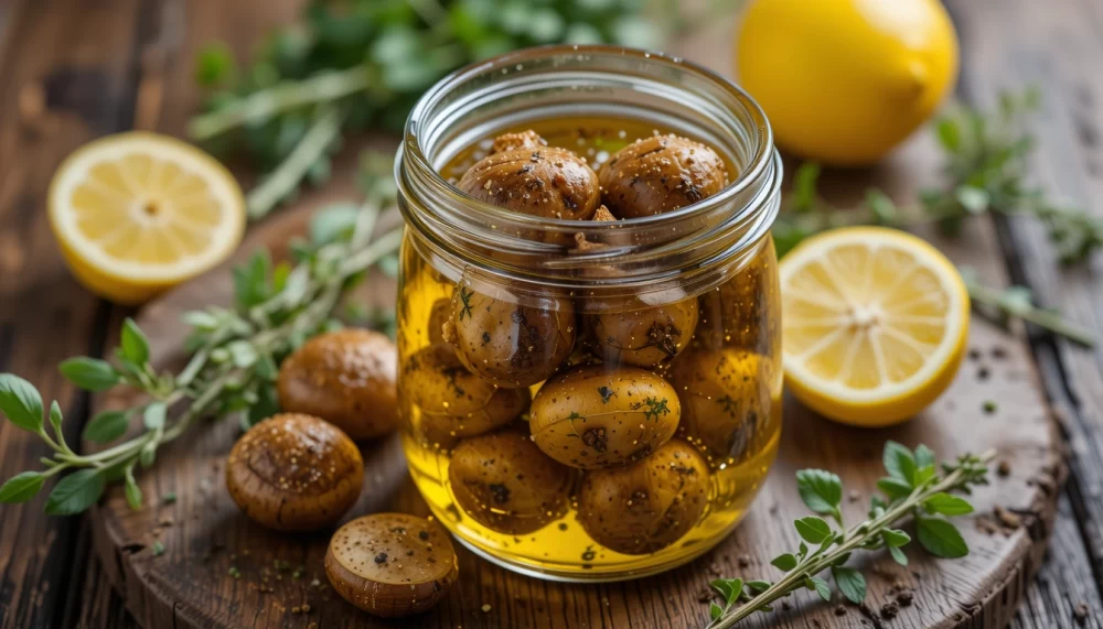 ترشی قارچ با روغن زیتون