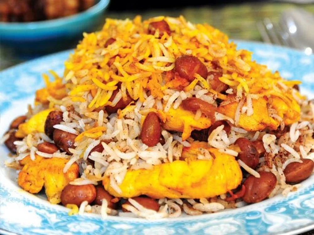 لوبیا چیتی پلو با گوشت