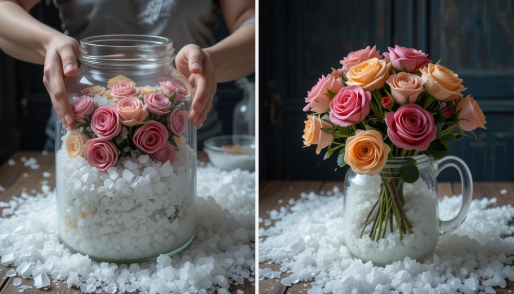 خشک کردن گل با نمک