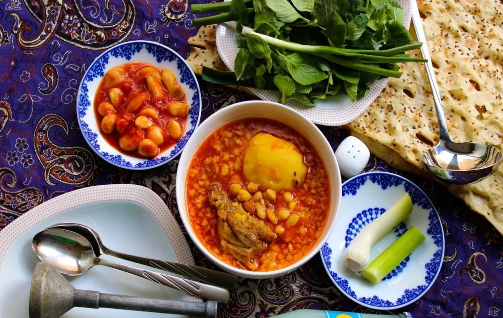 آبگوشت با ریحان خشک
