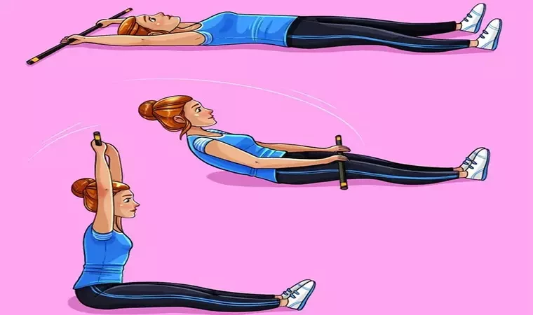 تمرین کرانچ با چوب برای شکم