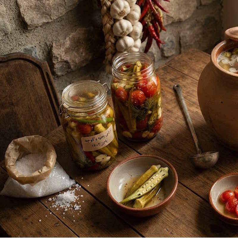 طرز تهیه ترشی بامیه با گوجه