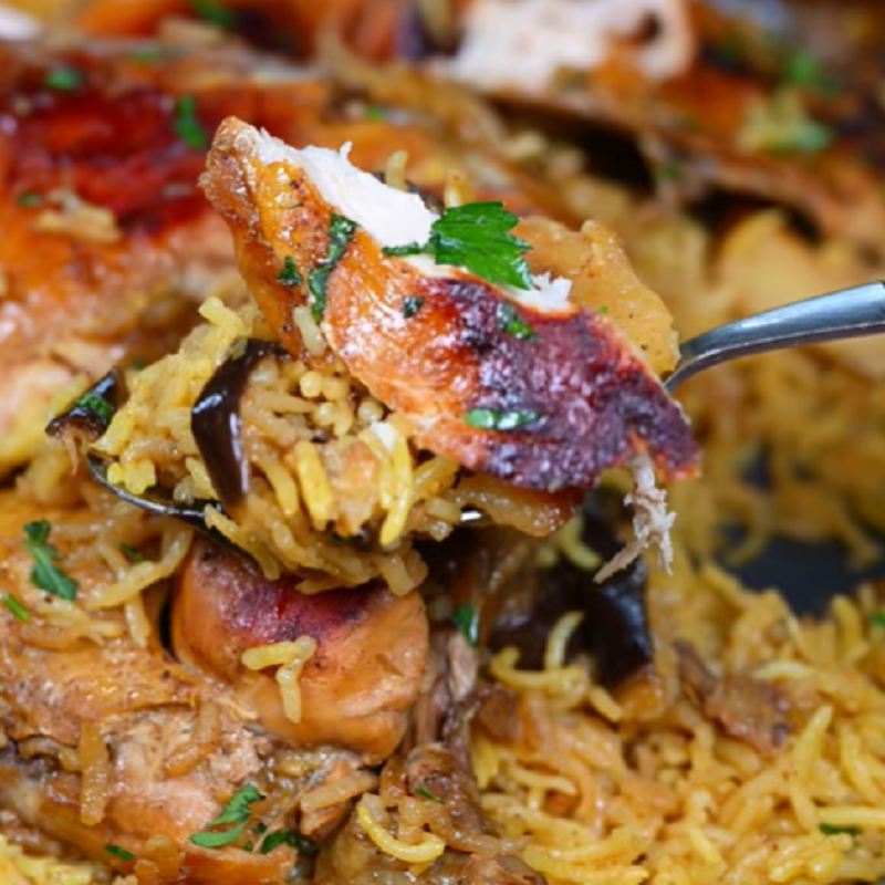 طرز تهیه مقلوبه مرغ و بادمجان