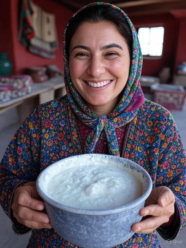 زنی روستایی در حال تعارف کردن دوراغ