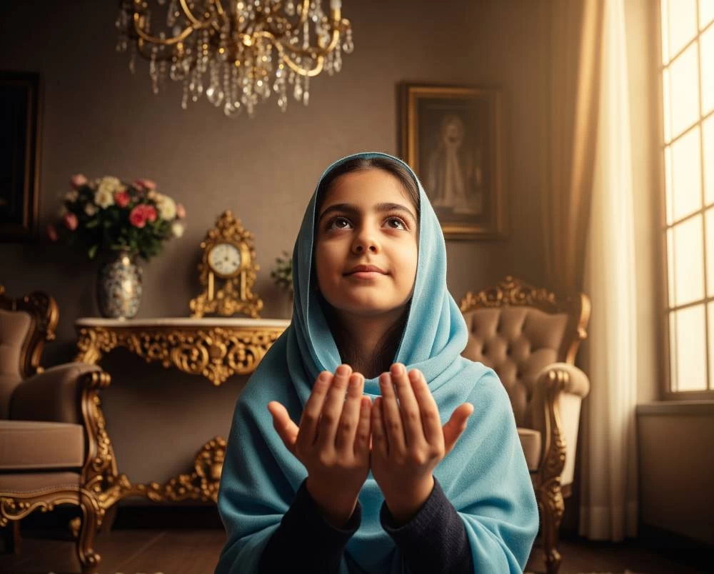 دختری در حال دعا