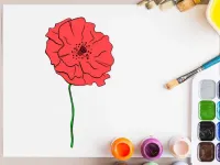 آموزش نقاشی گل خشخاش برای کودکان