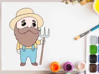 آموزش گام به گام نقاشی کشاورز برای کودکان