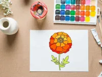 نقاشی کودکانه 💛 به روش خیلی راحت نقاشی گل همیشه بهار بکش
