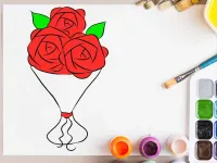با چند خط منحنی ساده یک دسته گل فوق العاده زیبا بکش