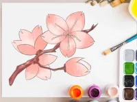 با چند مرحله خیلی ساده نقاشی زیبا و بهاری شکوفه گیلاس بکش
