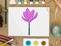 به روش خیلی ساده یک نقاشی گل بنفش ساده بکش