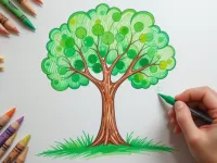 آموزش نقاشی درخت به روش ساده برای کودکان